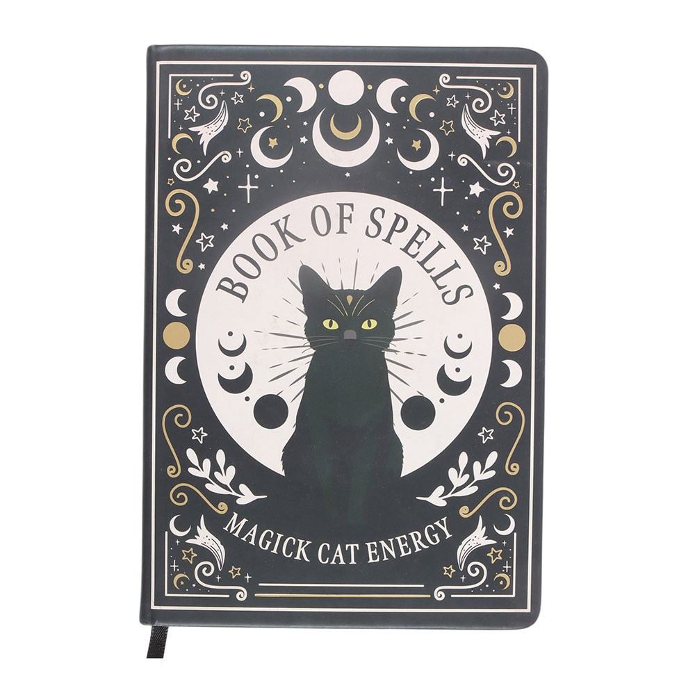 Something Different - Black Cat Magick Book of Spells A5 with Pen Notitieboek - Zwart
